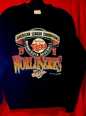 1991 Campeones de la Liga Americana Minnesota Twins Serie Mundial Sudadera Tultex M Foto 1 de 4