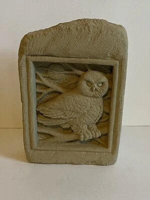 1994 CARRUTH STUDIO CARVED BARN OWL HANGING WALL PLAQUE  - NICE - Image 1 of 4