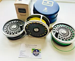 Vintage Hardy Marquis Salmon Number 2 Fly Reel with 2 Spools Case & Spey Lines - Picture 1 of 10