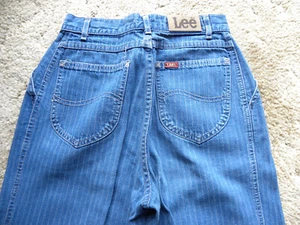 Vintage Womens 70s Pinstripe Railroad Stripe Lee Jeans Denim 26"x32" - Bild 1 von 5