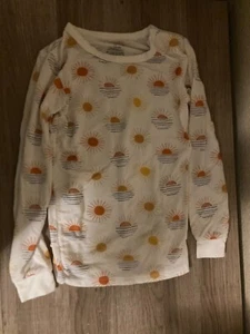 Magnetic Me Pajama Top 5 Years White Sun Print Long Sleeve Crew Neck Modal Blend - Picture 1 of 3