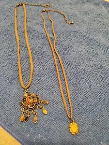 Jewelry, Costume, Necklaces, Set/2, Leather Strand w/ Drop Charm - Picture 1 of 5