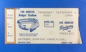 1980 Los Angeles Dodgers Ticket Stub - Philadelphia Phillies / Rose - Schmidt - Picture 1 of 2