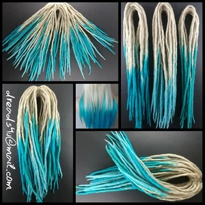 wool dreadlocks "Turquise Ombre" 10 pieces - Zdjęcie 1 z 8
