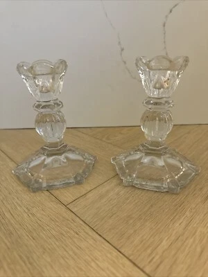 Fifth Avenue Crystal 5" Naples 24% Lead Crystal VTG Candlestick Pair Poland - Image 1 of 4