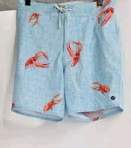Johnnie O Men's Shorts Small Baja Blue Lobster Print Swim Board - Picture 1 of 8