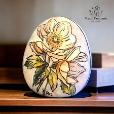 Medium Painted  Pebble - Spring 2024 - Rose - Gift Stone pebble handpainted