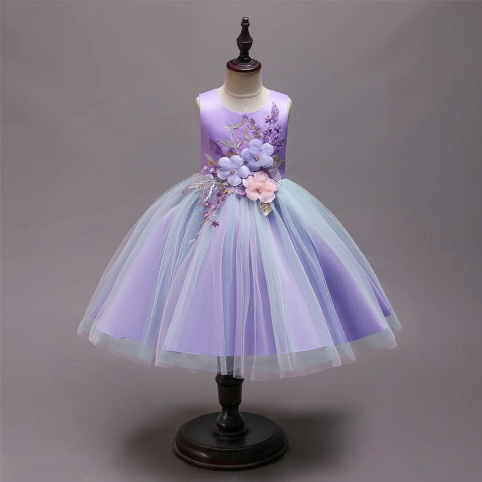 Niñas Fiesta Vestido Púrpura Princesa Disfraz Cumpleaños Boda Carnaval Cosplay - Imagen 1 de 4