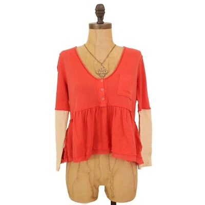 Free People Heart Of Mine Peplum Top S Camelia 红色色块全新标签 B97 — 第 1/4 张图片