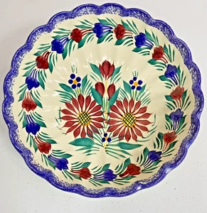 HB Henriot Quimper Frankreich 7 1/4" Salatschüssel Blumen Vintage rot blau Fleuri - Bild 1 von 7
