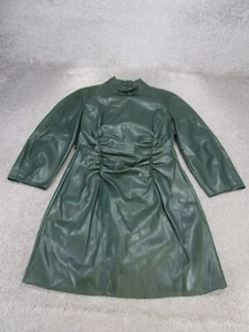 Zara Sheath Dress Womens Medium Green Faux Leather Long Sleeve - Picture 1 of 8