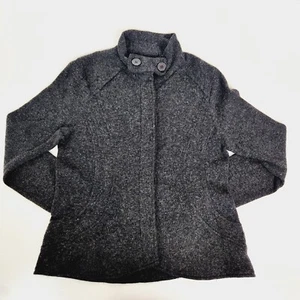 Marilyn Seyb Cardigan Womens Size 12 Grey Wool Silk Angora Blend Button Fitted - Picture 1 of 7