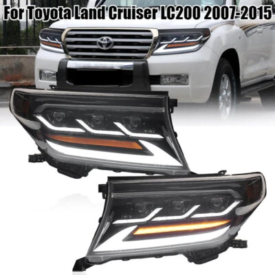 Pair LED Headlight Projector Turn Signal For Toyota Land Cruiser LC200 2007-2015 - Image 1 of 4