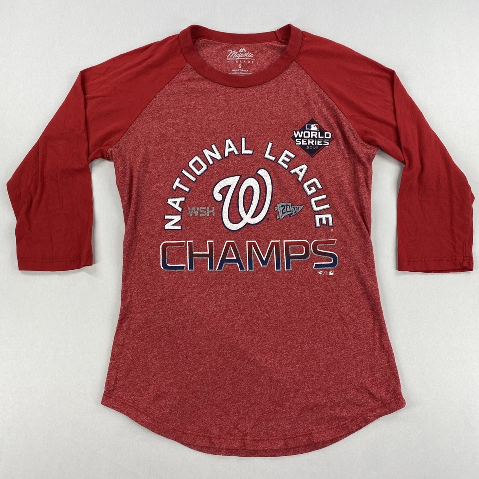 Majestic Threads Womens MLB Washington Nationals Shirt 3/4 Sleeve Size Small - Image 1 of 4