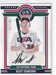 Riley Stanford 2022 Panini Stars & Stripes USA Black Auto 18US-RS, 085/125 BBB