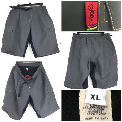 复古 Swobo XL(腰围 30 - 34 英寸)灰色尼龙腰带骑行缝制 Chamois 短裤 — 第 1/4 张图片