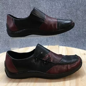 Rieker Shoes Womens 38 Black Burgundy Celia Two Tone Loafer Slip On Leather - Picture 1 of 15