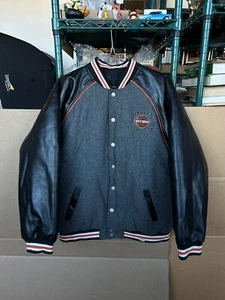 Vintage Harley Davidson Youth Kids Bomber Jacket Reversible Size 14 16 Wool - Picture 1 of 21