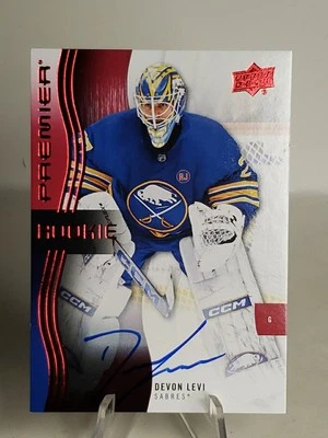 2023-24 UPPER DECK PREMIER RED ROOKIE AUTO DEVON LEVI BUFFALO SABRES RC - Image 1 of 2