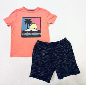Old Navy Neon Palm Tree Graphic Tee & Black Brooklyn Xpress Jogger Shorts 10 12 - Picture 1 of 16