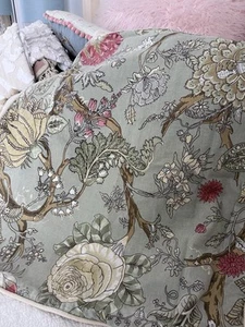 ๐ท POTTERY BARN Euro Sham Wells PALAMPORE Linen Blend green Bohemian Floral - Picture 1 of 6