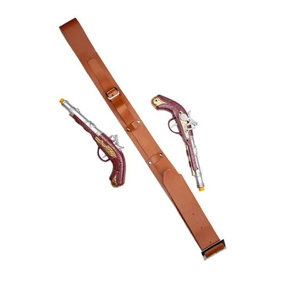 Pirate Double Holster With 2 Pistols Western Mens Fancy Dress Costume Accessory - Image 1 of 3