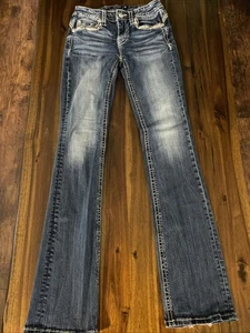 Pantalones de mezclilla Miss Me Los Angeles tiro medio a medida bootcut para mujer talla 26x33 - Imagen 1 de 8