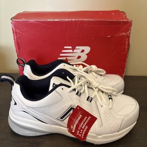 NIB Men's New Balance MX608WN5 Training Sneakers in White & Navy Size 8.5 Wide - Picture 1 of 9
