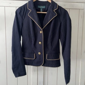 Ralph Lauren Lauren Jeans Co Schwarz Goldrand Blazer Jacke Damen Gr. 4 Klassisch - Bild 1 von 8