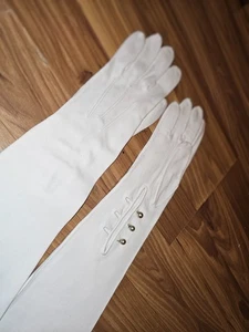 Vintage Mid Century Aris Ladies Elbow Length Opera Formal Gloves White Size 7 - Picture 1 of 3