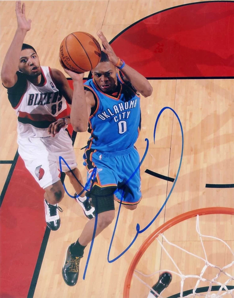 Foto autógrafa firmada por Russell Westbrook Thunder 8x10 Foto 1 de 1