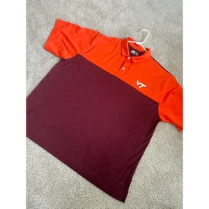 VT Virginia Tech Hokies 3XL (54-56) Polo Shirt Color Block Athletic Fit Russell - Picture 1 of 7