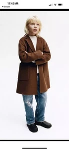 Zara Kids Size 10 Dark Caramel Girls knee-length pea coat - Picture 1 of 11