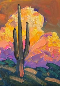 Art Painting Colorist Impressionism Clouds Vibrant Desert Landscape Deco Hawkins - Picture 1 of 7