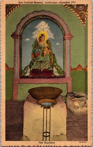 Postkarte Baptisterium San Gabriel Mission Kalifornien Leinen unbespielt - Bild 1 von 3
