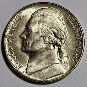 1943-P Jefferson Silver War Nickel 5c Coin ~ High Grade (B100) - Picture 1 of 2