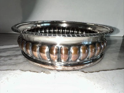 Old Sheffield Prato Garrafa de Vinho Coaster Prato de Prata em Cobre Cerca de 1820-1830 - Imagem 1 de 4