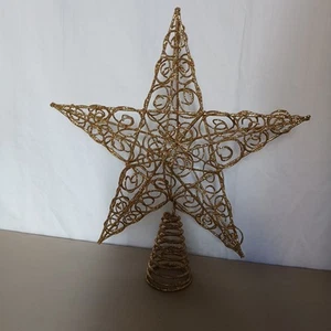 Gold Glitzer Draht 3D Stern Weihnachtsbaum Topper 11,5 cm Top Zustand - Bild 1 von 5