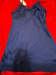 Belle Pogue Elegant Retro Full Slip Nightgown Size 2X New w Tags  Royal Blue - Picture 1 of 8