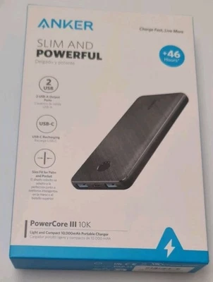 Anker Powerbank PowerCore 10K 10000mAh Externer Akku 3 USB Ports für iPhone/Andr - Bild 1 von 4