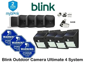 Blink Ultimate Bundle 4: Außenkameras, Sync, USB, Solar 20 LED, blau CCTV - Bild 1 von 19