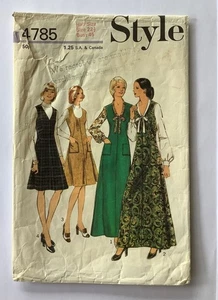 Style 4785 Sewing Pattern 70s Pinafore Dress & Blouse - Size 22 1/2”, Bust 45” - Picture 1 of 4