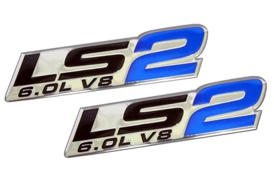 2 INSIGNIA EMBLEMA MOTOR LS2 6.0L 6.2L V8 para PAR CROMO AZUL Foto 1 de 3
