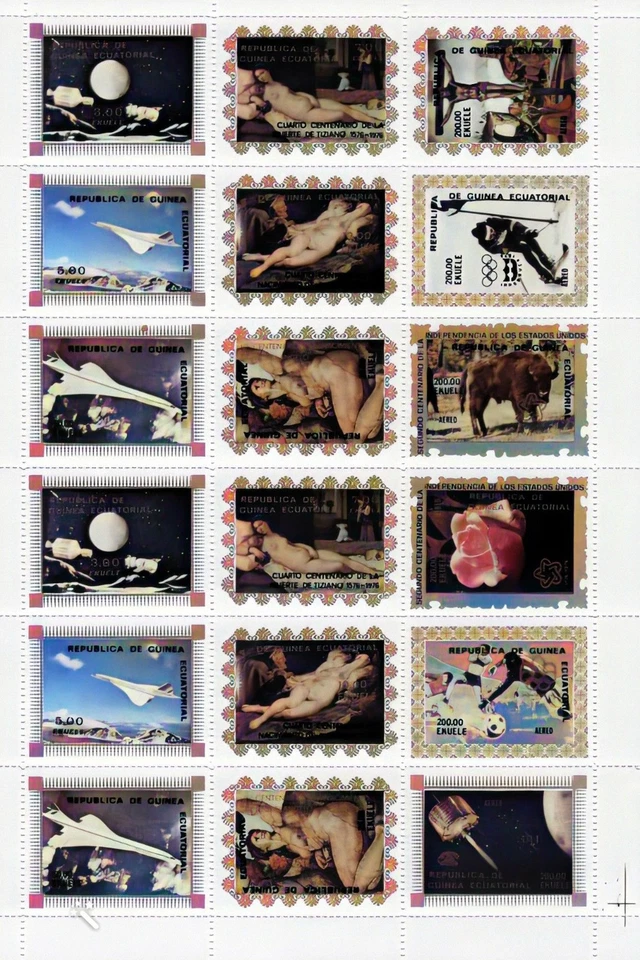 Equatorial Guinea 1976 Collective Sheet Olympic/Football/Space/Concorde UNFOLDED - Image 1 of 1