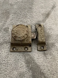 Cabinet Door Cupboard Latch Antique Original Victorian Ornate Cast Iron Painted - Picture 1 of 8