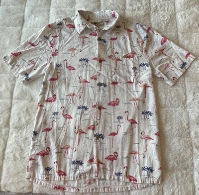 Camisa Hawaiana Joe Marlin Para Hombres M Flamenco Manga Corta Abotonada Ajuste Cómodo Foto 1 de 4