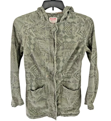Chaqueta utilitaria con capucha Mossimo para mujer pequeña con estampado azteca bolsillos cremallera y broche de presión Foto 1 de 4