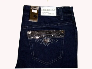 Vaqueros de mezclilla azul índigo sólido talla grande X295 - Imagen 1 de 5