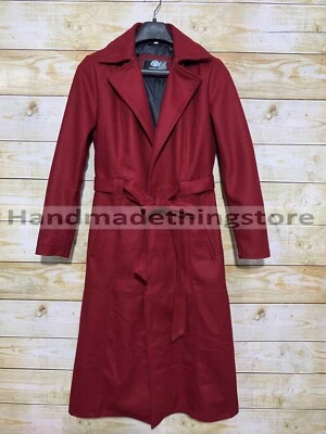 New Ladies Women Red Genuine Wool Leather Trench Coat - BNWT - Image 1 of 4