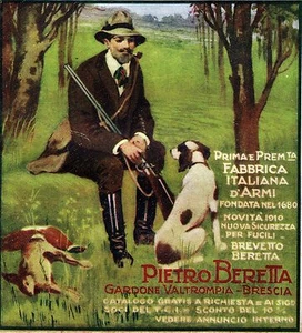 PUBBLICITA' 1910 PIETRO BERETTA GARDONE VALTROMPIA BRESCIA FABBRICA ARMI CACCIA  - Picture 1 of 1